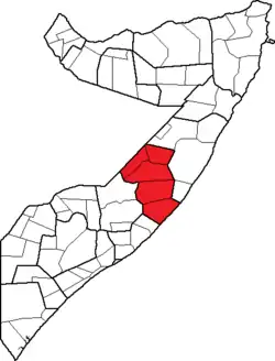 Ligging van Galguduud in Somalië