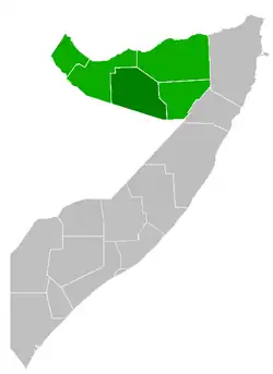 Ligging van Togdheer in Somalië