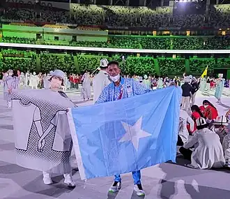 Hassan tijdens de openingsceremonie.