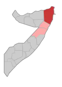 Ligging van Bari in Somalië