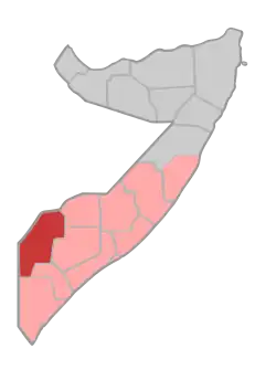 Ligging van Gedo in Somalië