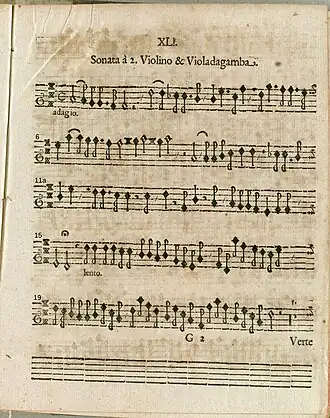 Sonate van Dieterich Becker, uitgegeven in 1674 te Hamburg