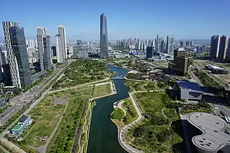 De haven van IncheonSongdo Central Park