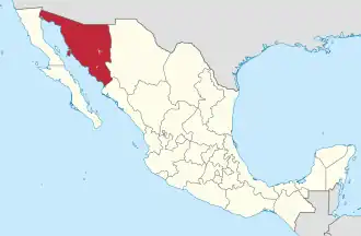 Kaart van Estado Libre y Soberano de Sonora
