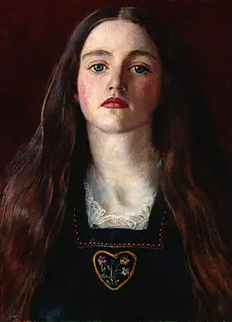 Portrait of a Girl (Sophy Gray), door Millais, 1857. Op dit portret is ze veertien en duidelijk geen naïef kind meer. De manier waarop ze de toeschouwer aankijkt getuigt van een vertrouwelijke band met de schilder.[1]