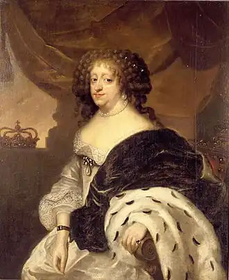 Sophia Amalia van Brunswijk-Lünenburg als koningin van Denemarken. Door Abraham Wuchters, 1675