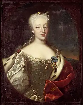 Portret van Sophia Magdalena als koningin met haar "Ordre de l'Union Parfait"