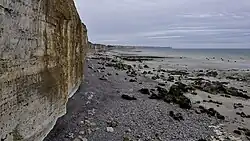 De westelijke zijde van het strand van Sotteville-sur-Mer