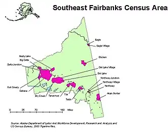 Kaart van Southeast Fairbanks Census Area