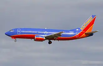 Southwest oude kleurenschema op een Boeing 737-300