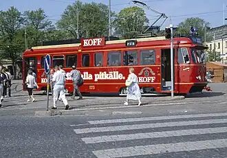 Spårakoff cafétram ("rijdende pub") Kauppatori