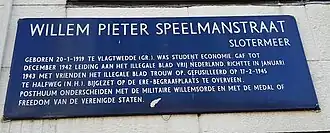 Straatnaambord Speelmanstraat (oktober 2018)