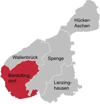 Ligging van het dorp in de gemeente