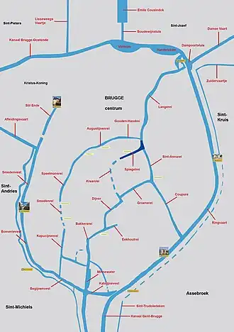 Situering van de Spiegelrei (donkerblauw)