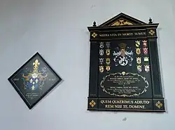 Replica's van rouwborden van Reynt Alberda († 1625) en Willem en Reynt Ubbena (†1721 en †1723)