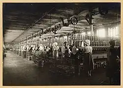 Binnenzicht van een spinnerij