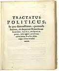Titelpagina van Tractatus politicus in Spinoza's Opera Posthuma (1677)