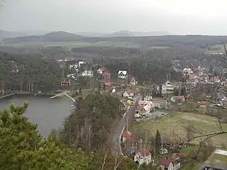 Staré Splavy, gezien vanuit Šroubeného