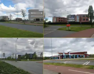 Foto's van gebouwen in Spoorkamp, gemaakt in 2024.