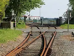 De bocht naar de Zweedse Kaai, met een plaatselijke ontdubbeling van het spoor