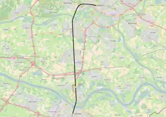 Spoorlijn Arnhem - Nijmegen op de kaart