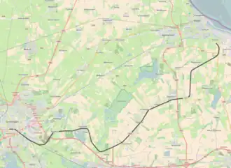 Spoorlijn Groningen - Weiwerd op de kaart