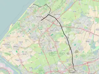 Spoorlijn Rotterdam Hofplein - Scheveningen op de kaart