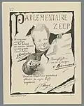 Spotprent met Jan Heemskerk Azn. in een advertentie voor zeep (1887)