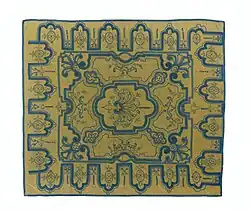 Sprei van gele zijde, belegd in Daniel Marot-stijl, Rijksmuseum