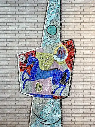 Springend paard (1959), wandmozaïek in het stationspostgebouw (Rotterdam)