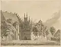 Het klooster in de 19e eeuw, prent door C.F. Sprosse