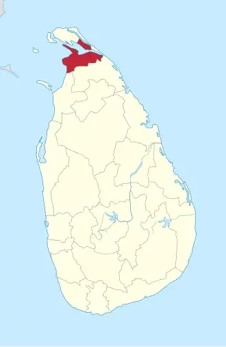 Kaart van Kilinochchi
