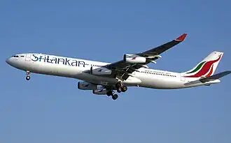 Een Airbus A340-300 van SriLankan Airlines