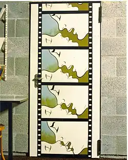 Deur in voormalige Spaarne Scholen Gemeenschap, Haarlem 1973