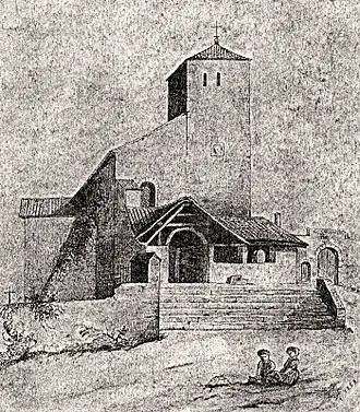 Tekening van de oude kerk van Saint-Christophe-du-Bois