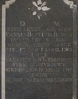 Grafsteen van Ioannes Baptista Robert, overleden op 1 april 1762