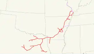 Cotton Belt route in 1918