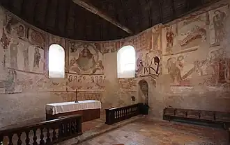 Romaanse fresco in de kerk van Saint-Jacques-des-Guérets (12e eeuw)
