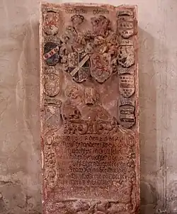 Grafsteen voor de op 26 mei 1658 overleden Rosina Greiffenclau von Vollrads