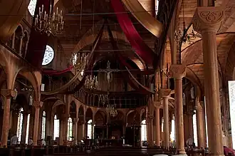 De kathedraal van Paramaribo; geheel van tropisch hardhout