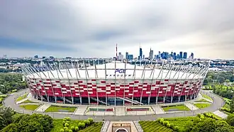 Vooraanzicht van Stadion Narodowy