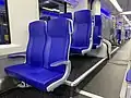 Interieur 2e klas met stoeltype Fainsa Sophia.