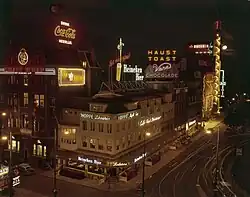 Café Moderne, Leidscheplein 19-21, hoek Kleine-Gartmanplantsoen; circa 1960.