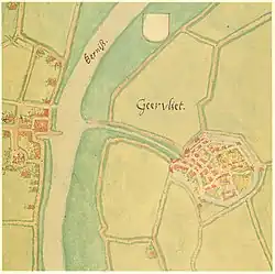 Geervliet ± 1550 met stadsgracht