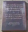 Plaquette i.v.m. verwijdering oude, antisemitische sculptuur Judensau uit deze kerk