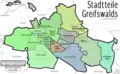 De stadsdelen van Greifswald
