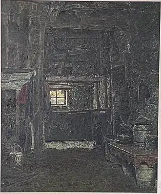 Stalinterieur met lichtend venster