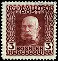 Postzegel met de beeltenis van Frans Jozef I van Oostenrijk en als bijkomend opschrift MILITÄRPOST, 1911.