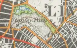 Een kaart van Stanley Park in 1945.