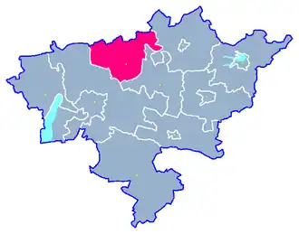 Ligging van de gemeente binnen de powiat